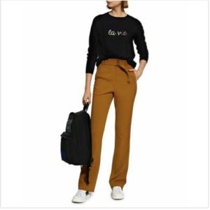 ALC Morgan High Waisted Pants sz 4 flare brown cognac belted